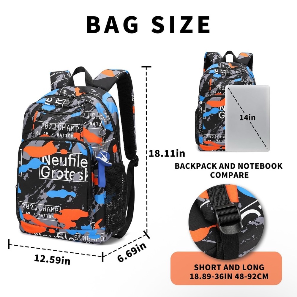 Men's Graphic Backpack - Black and Orange